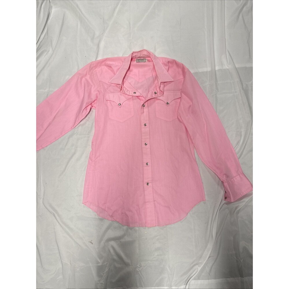 VTG H Bar C Ranchwear Men's Sz 16 35 Pearl Snap Western Pink Press Shirt